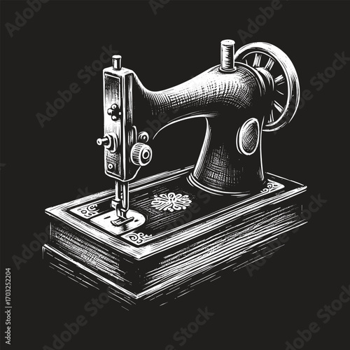 Classic Vintage Sewing Machine Illustration