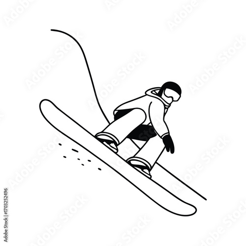 Flat Vector of Snowboarder with Powder Effect