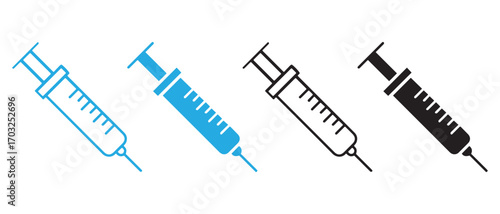 Syringe icon set. isolated on white background for medical and healthcare.