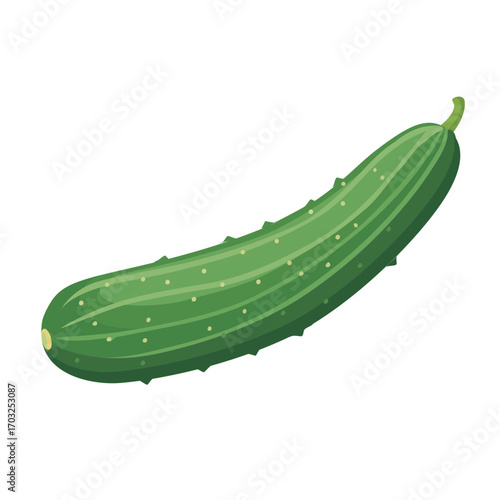 Vector cucumber, horizontal layout, clean green, flat vector style, isolated