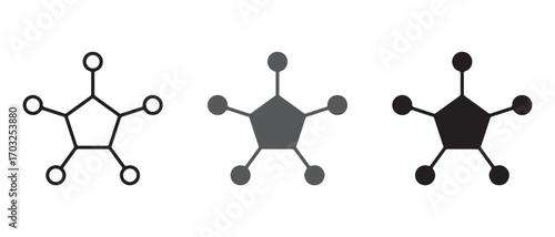 Set of pentose sugar vector icons. isolated on white background in three styles.