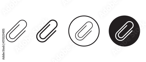 Paper clip icon set. isolated on white background for attaching documents.