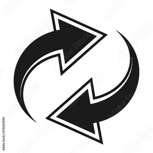 Two black arrows in a circular motion representing recycling.