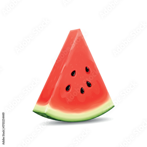 Refreshing Watermelon Slice Flat Vector Icon - Minimalist Design for Summer Fruit, Hydration, and Healthy Snacks