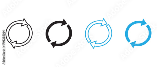 Refresh icon set. isolated on white background, reload symbol vector illustration.