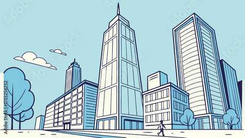 Modern City Skyscrapers Architectural Design.
