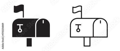 Mailbox icons set. in different styles isolated on white background.