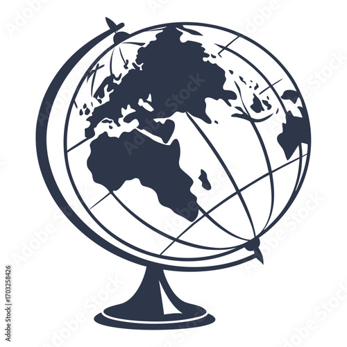 Vintage Globe Illustration on Stand.