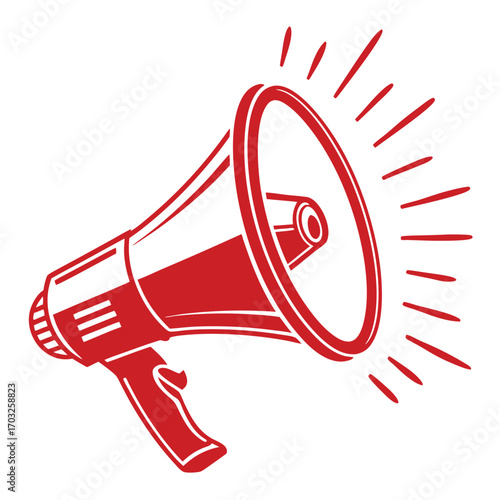 Red Megaphone for Public Announcement.