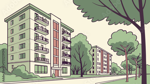 Apartment Buildings Residential Complex Urban Architecture.