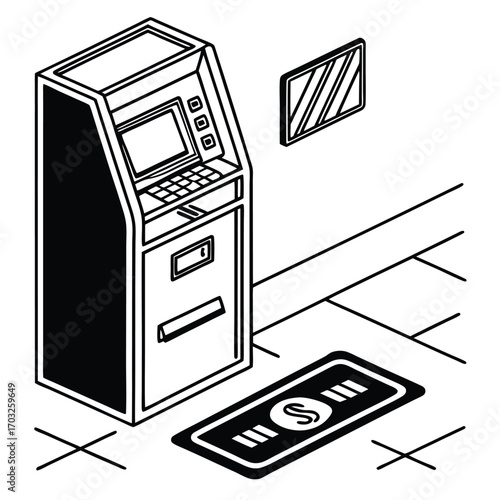 Automated Teller Machine with Money Symbol Mat.
