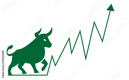 Bull or bullish run market trend in crypto currency or stocks market.Green up arrows graph. Cryptocurrency price chart and Global economy  booms vector