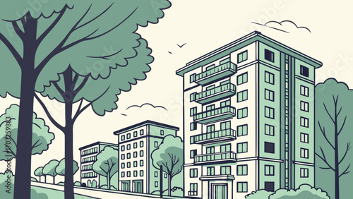 Apartment Buildings Cityscape Architectural Design.