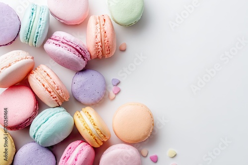 Colorful macarons in pastel shades