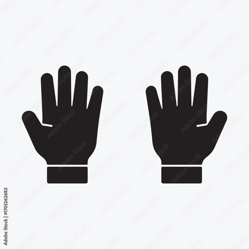 Fototapeta premium raised hands silhouette vector illustration, open palm icon, human hand gesture symbol, simple support and unity design isolated on white background.