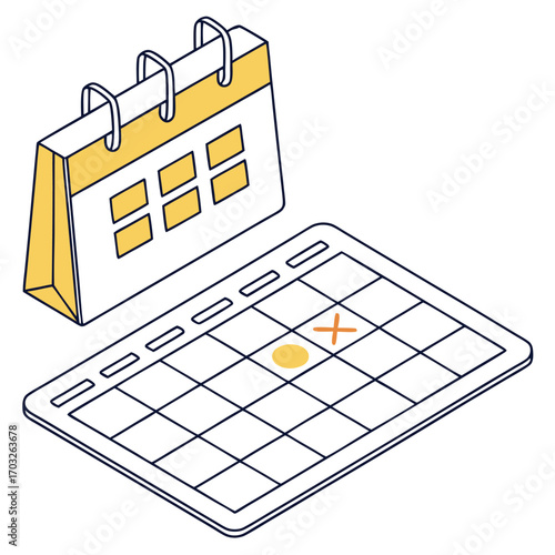 Calendar scheduling with marked unavailable date.