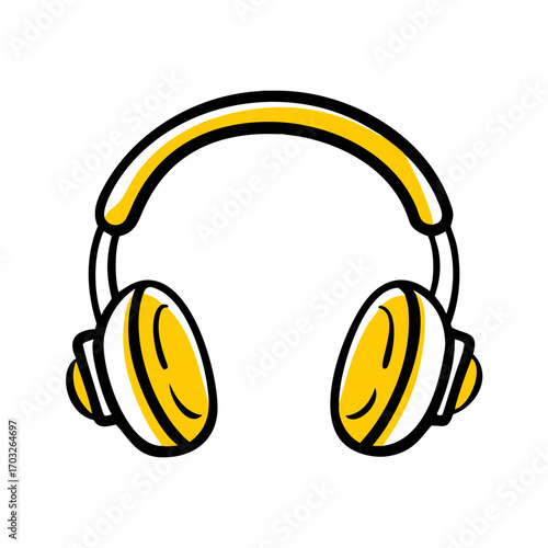 Stylized yellow headphones on a black background
