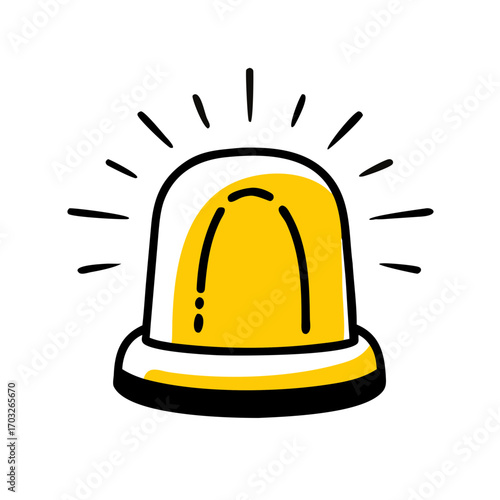 Yellow siren light with black background and radiating lines