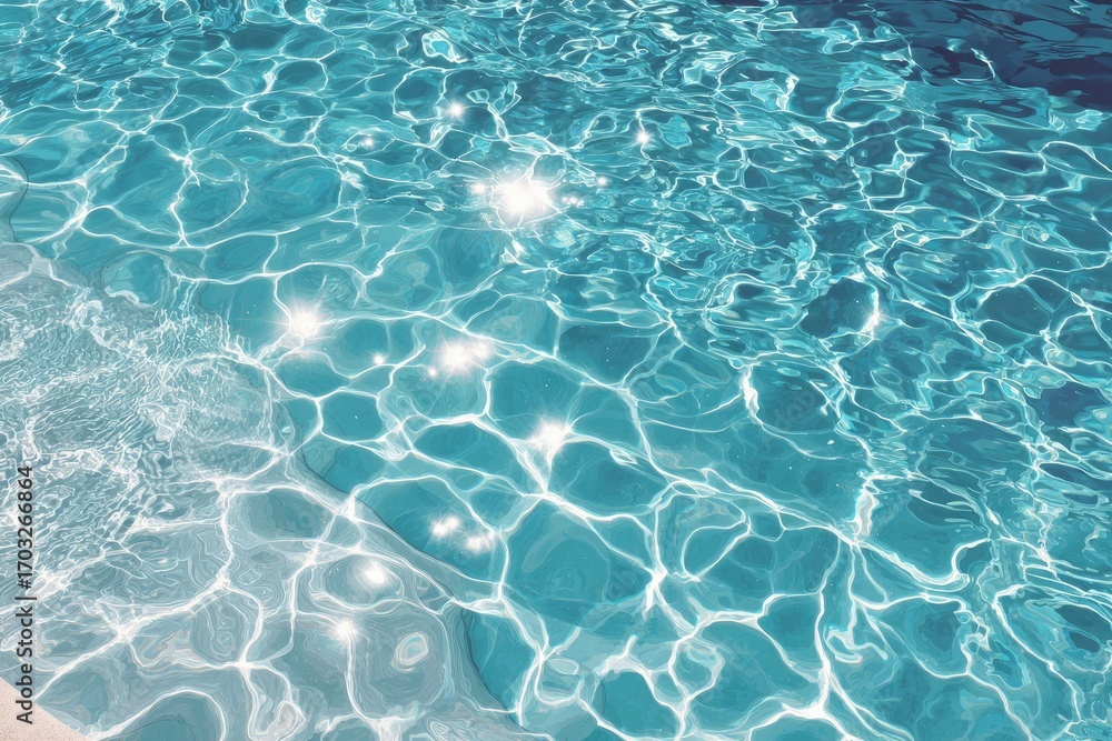 Obraz premium Rippled turquoise pool water, sunlit