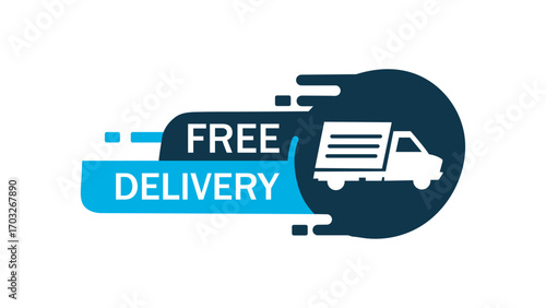 Free shipping delivery service logo badge on a white background 