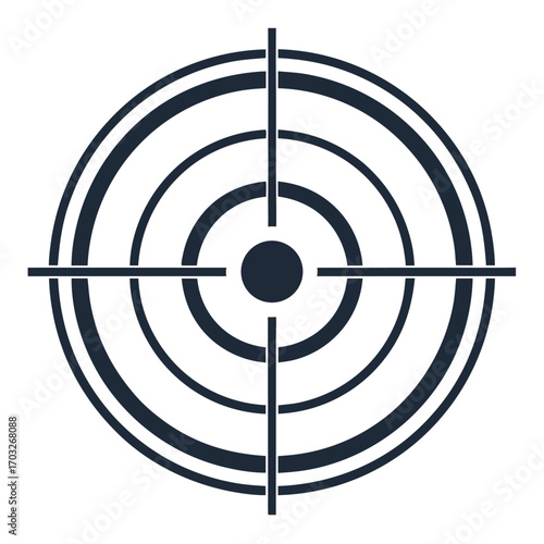 Simple black and white circular target with crosshairs.