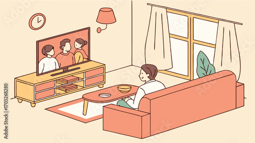 Person relaxing on sofa watching television.