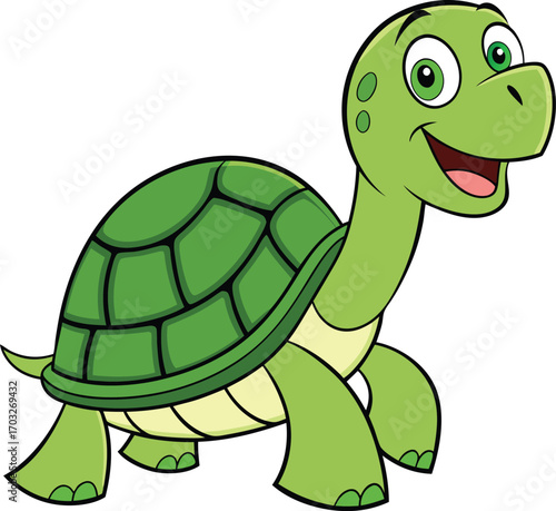 Vector art of cute cartoon turtle smiling and walking