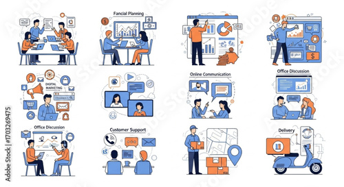 business people icon set
