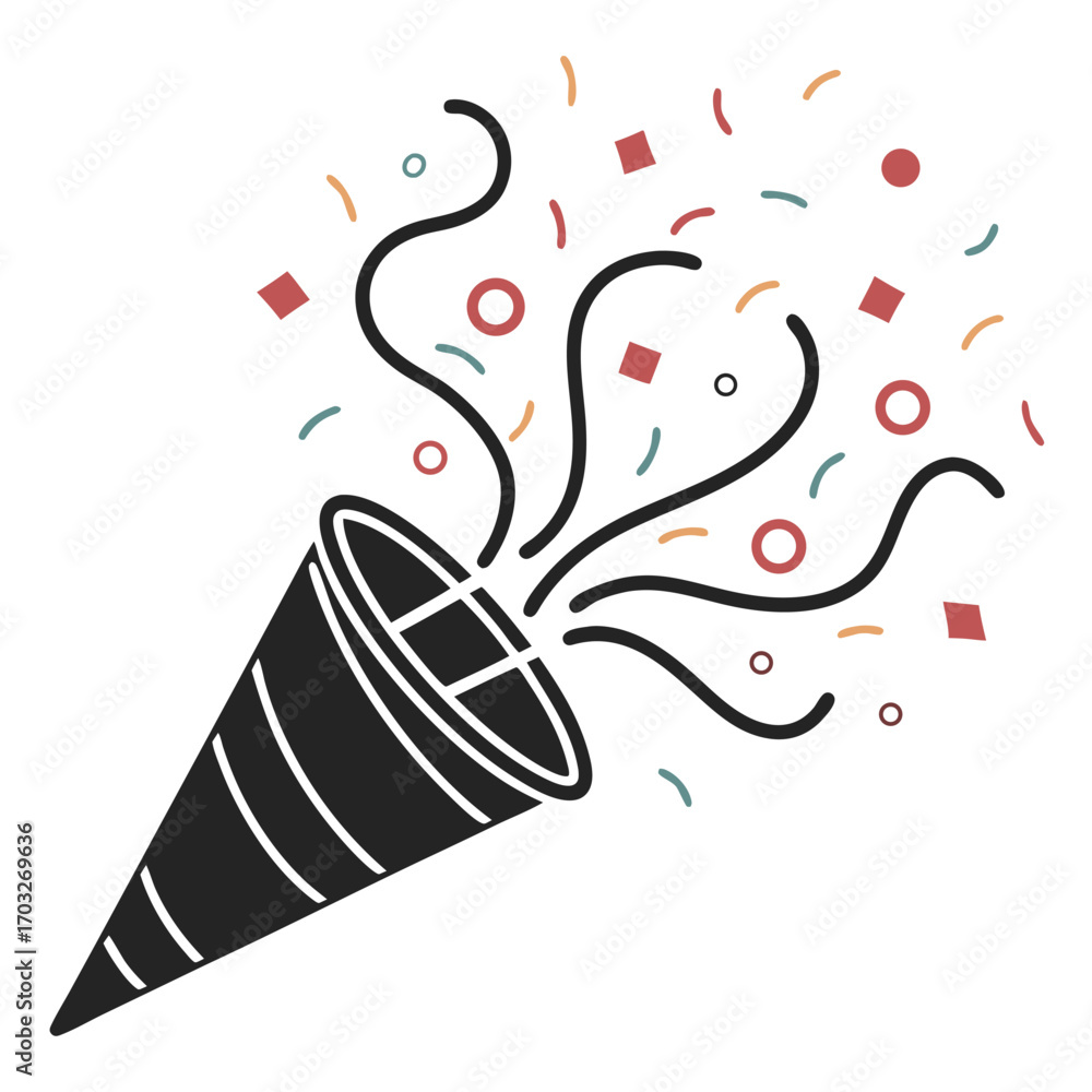 Obraz premium Party Popper Exploding With Confetti And Streamers.