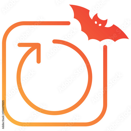 Flat gradient style reload icon with Halloween bat accent, perfect for spooky seasonal UI design