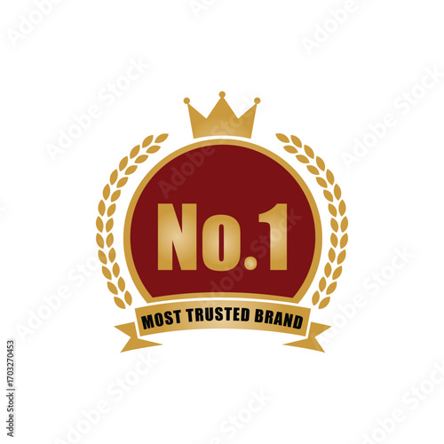 most trusted brand No.1 badge black and gold color metallic vector template