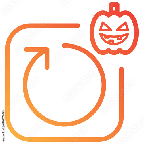 Line gradient style reload icon with Halloween pumpkin accent, perfect for spooky seasonal UI design
