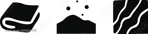 Solid icons set , Hotel services solid icons set – filled style hospitality, accommodation,:Cleaning tools solid icons set – silhouette, filled, housekeeping and hygiene tools design tools.