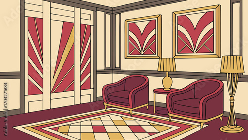 Two elegant armchairs and a rug in a room.