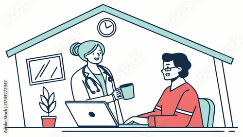 Female Doctor and Male Patient During Home Visit Consultation.