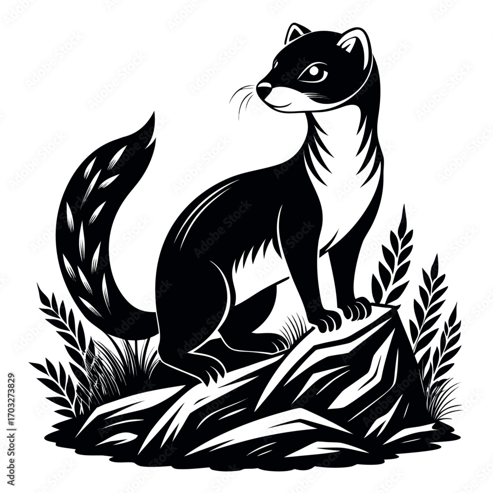 Obraz premium a-black-and-white--linocut-style-illustration-of-a.eps