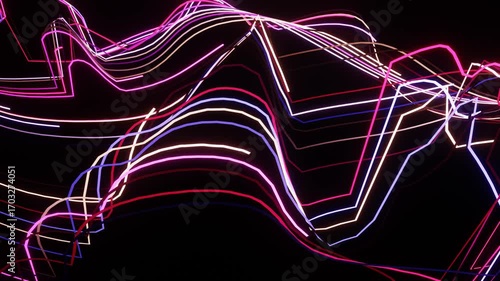Seamless Purple and Pink Curved Light Lines Loop 30FPS 4K
