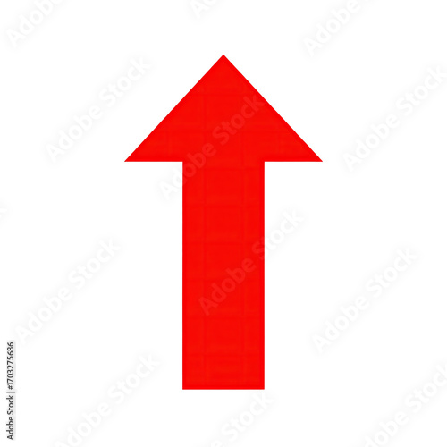 A solid, bright red arrow pointing vertically upward against a pure black background.  The arrowhead is triangular and the body is a rectangle shape.  It has a slightly pixelated appearance