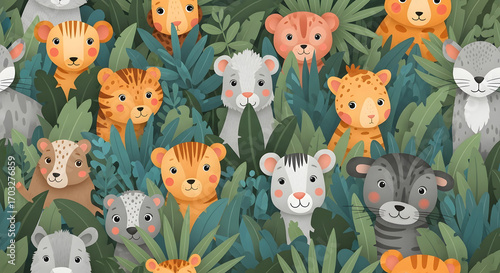 Adorable Jungle Animals Hidden in Lush Foliage