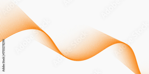 Orange stripes on a white background. Creative line art. Orange waves with lines. Curved wavy line, smooth stripe.