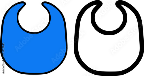 Two baby bibs, one blue, one black and white.