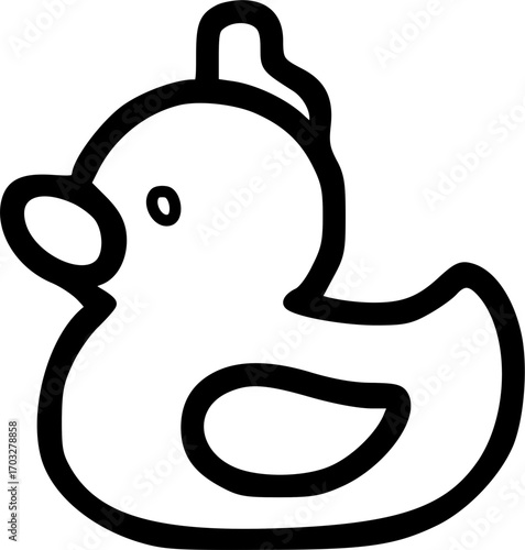 Simple line drawing of a rubber duck toy.
