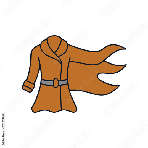 Brown Trench Coat Flapping in the Wind