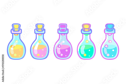 Collection of colorful potion bottles vector art