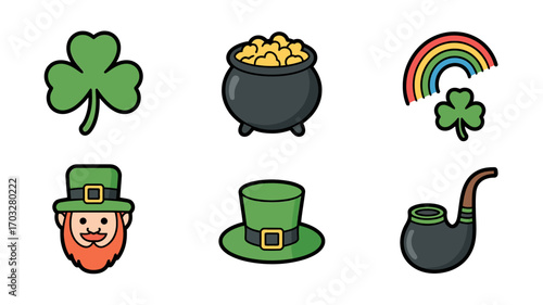 Lucky St. Patrick's Day icons for invitations and crafts, a bit of Irish charm for all your designs