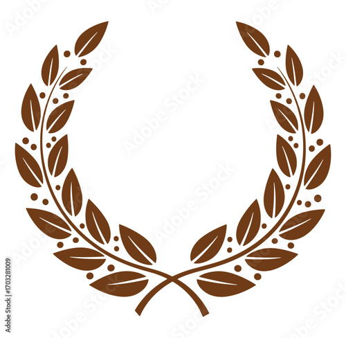 Elegant brown laurel wreath vector illustration on a white background for awards and achievement
