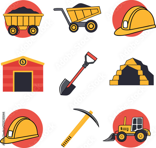 Line art icon set vector design, cat, horse, tree, plan, human organ and summer icon 