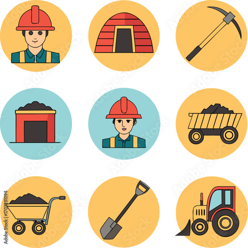 Line art icon set vector design, cat, horse, tree, plan, human organ and summer icon 