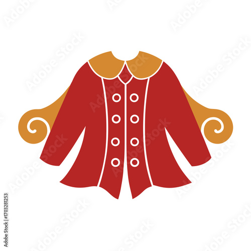 Ornate Red Royal Tunic with Golden Collar