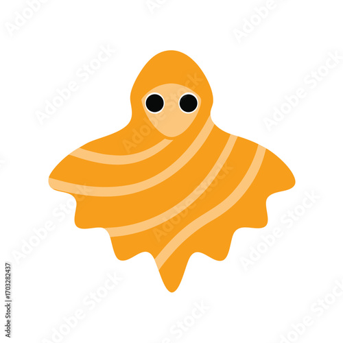 A whimsical orange phantom with flowing stripes